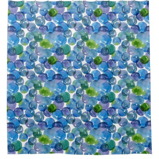 Indigo Blue Waterverf Bubbles Pattern Douchegordijn (Voorkant)