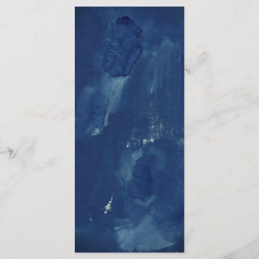 Indigo Blue Waterverf Elegant Wedding Menu (Achterkant)