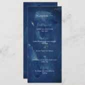 Indigo Blue Waterverf Elegant Wedding Menu (Voorkant / Achterkant)