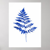 Indigo Blue Waterverf Fern Leaves Poster (Voorkant)