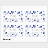 Indigo Blue Waterverf Flower Stems Pattern-labels Rechthoekige Sticker (Vel)