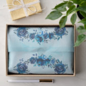 Indigo Blue Waterverf Flowers Floral Wedding Tissuepapier (Geschenk)