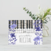 Indigo Blue waterverf Flowers Muziekrecital Kaart (Staand voorkant)