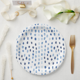 Indigo blue waterverf polka dots shibori japanese papieren bordje