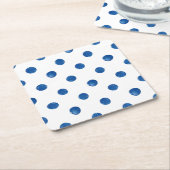 Indigo blue waterverf polka dots shibori-patroon kartonnen onderzetters (Schuin)
