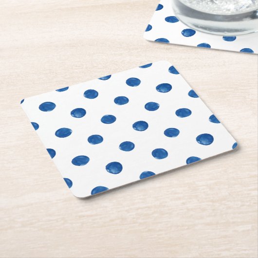 Indigo blue waterverf polka dots shibori-patroon kartonnen onderzetters (Schuin)