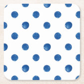 Indigo blue waterverf polka dots shibori-patroon kartonnen onderzetters (Voorkant)