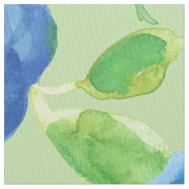 Indigo Blue Waterverf Rozen Groen Stof