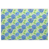 Indigo Blue Waterverf Rozen Groen Stof (Yard (91,4 cm))