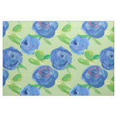 Indigo Blue Waterverf Rozen Groen Stof (Fat Quarter)