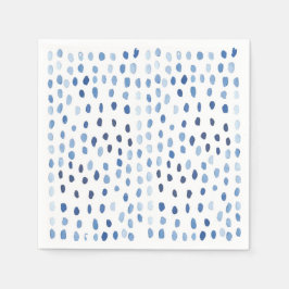 Indigo blue waterverf small polka stips servet