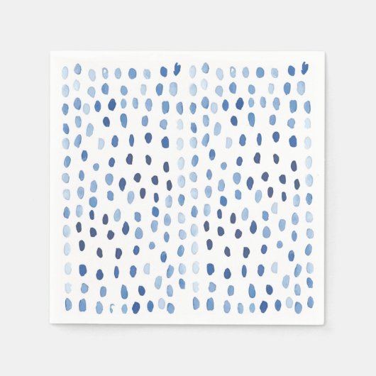 Indigo blue waterverf small polka stips servet (Voorkant)