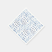 Indigo blue waterverf small polka stips servet (Hoek)