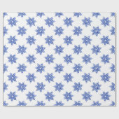 Indigo Blue Waterverf Snowflake Patroon Cadeaupapier (Vlak)