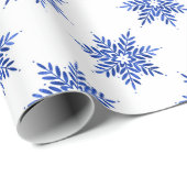 Indigo Blue Waterverf Snowflake Patroon Cadeaupapier (Rol Hoek)