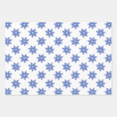 Indigo Blue Waterverf Snowflake Patroon Inpakpapier Vel (Voorkant 3)