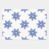 Indigo Blue Waterverf Snowflake Patroon Inpakpapier Vel (Voorkant 2)