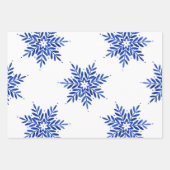Indigo Blue Waterverf Snowflake Patroon Inpakpapier Vel (Voorkant)