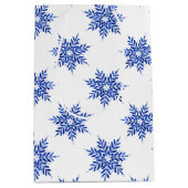 Indigo Blue Waterverf Snowflake Patroon Medium Cadeauzakje (Voorkant)