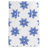 Indigo Blue Waterverf Snowflake Patroon Medium Cadeauzakje (Achterkant)