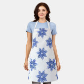 Indigo Blue Waterverf Snowflake Patroon Schort (Gedragen)
