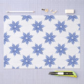Indigo Blue Waterverf Snowflake Patroon Tissuepapier (Craft)