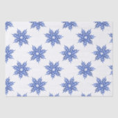 Indigo Blue Waterverf Snowflake Patroon Tissuepapier (Voorkant)