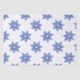 Indigo Blue Waterverf Snowflake Patroon Tissuepapier