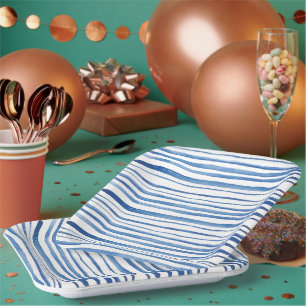 Indigo blue waterverf stripe Japanse shibori Papieren Bordje