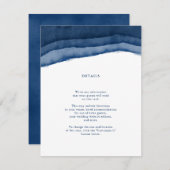 Indigo Blue Waterverf Wedding Insert / Directions Informatiekaartje (Voorkant / Achterkant)