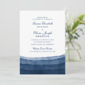 Indigo Blue Waterverf Wedding Invitations Kaart (Staand voorkant)
