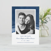 Indigo Blue Waterverf Wedding Save the Date Kaarte Kaart (Staand voorkant)