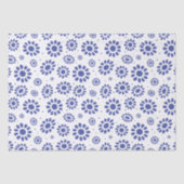 Indigo Blue White Daisy Flower Pattern Tissuepapier (Voorkant)
