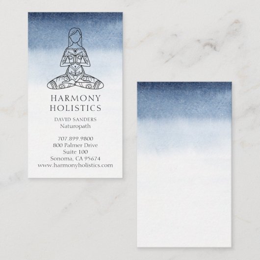 Indigo Blue White Holistic Health Visitekaartje (Voorkant / Achterkant)