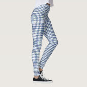 Indigo Blue White Pied De Poule Houndstooth Leggings (Rechts)