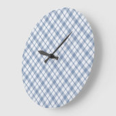Indigo Blue, White Preppy Checkround Wall Clock Grote Klok (Hoek)