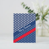 Indigo Blue White Red Winter Tree Watercolor Feestdagenkaart (Staand voorkant)