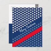 Indigo Blue White Red Winter Tree Watercolor Feestdagenkaart (Voorkant / Achterkant)