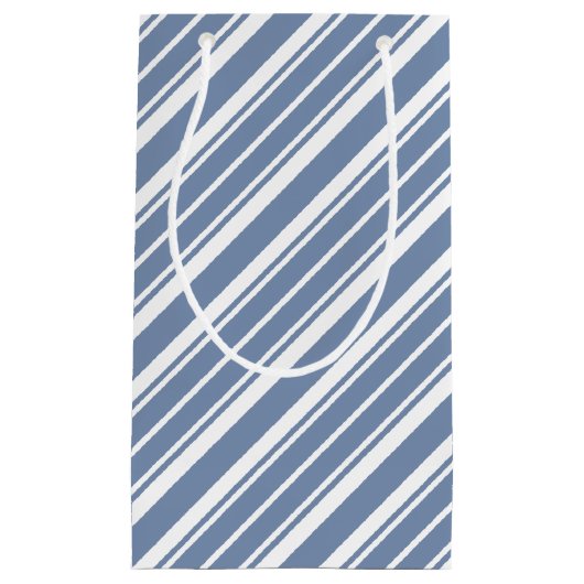 Indigo Blue, White Ticking Striped Small Gift Bag Klein Cadeauzakje (Voorkant)