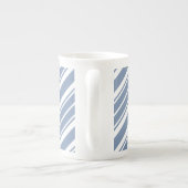 Indigo Blue, White Ticking Stripes Bone China Mok (Achterkant)