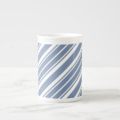 Indigo Blue, White Ticking Stripes Bone China Mok (Voorkant)