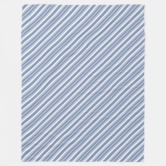 Indigo Blue, White Ticking Stripes Fleece Blanket (Voorkant)