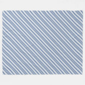 Indigo Blue, White Ticking Stripes Fleece Blanket (Voorkant (Horizontaal))