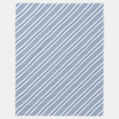 Indigo Blue, White Ticking Stripes Fleece Blanket Deken (Voorkant)