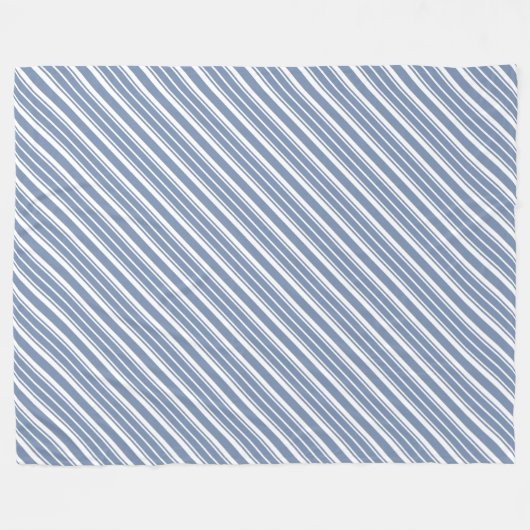 Indigo Blue, White Ticking Stripes Fleece Blanket Deken (Voorkant (Horizontaal))