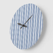 Indigo Blue White Ticking Stripes Round Wall klok (Hoek)