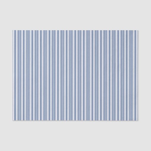 Indigo Blue White Ticking Stripes Tissue Paper Tissuepapier (Voorkant)
