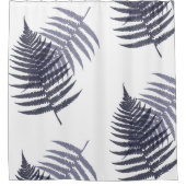 Indigo Blue White Tree Fern leveert patroonpatroon Douchegordijn (Voorkant)