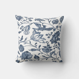 Indigo Blue Woodblock Floral Pillow Kussen
