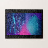 Indigo blue zee roze horizon abstracte grafische k legpuzzel (Horizontaal)